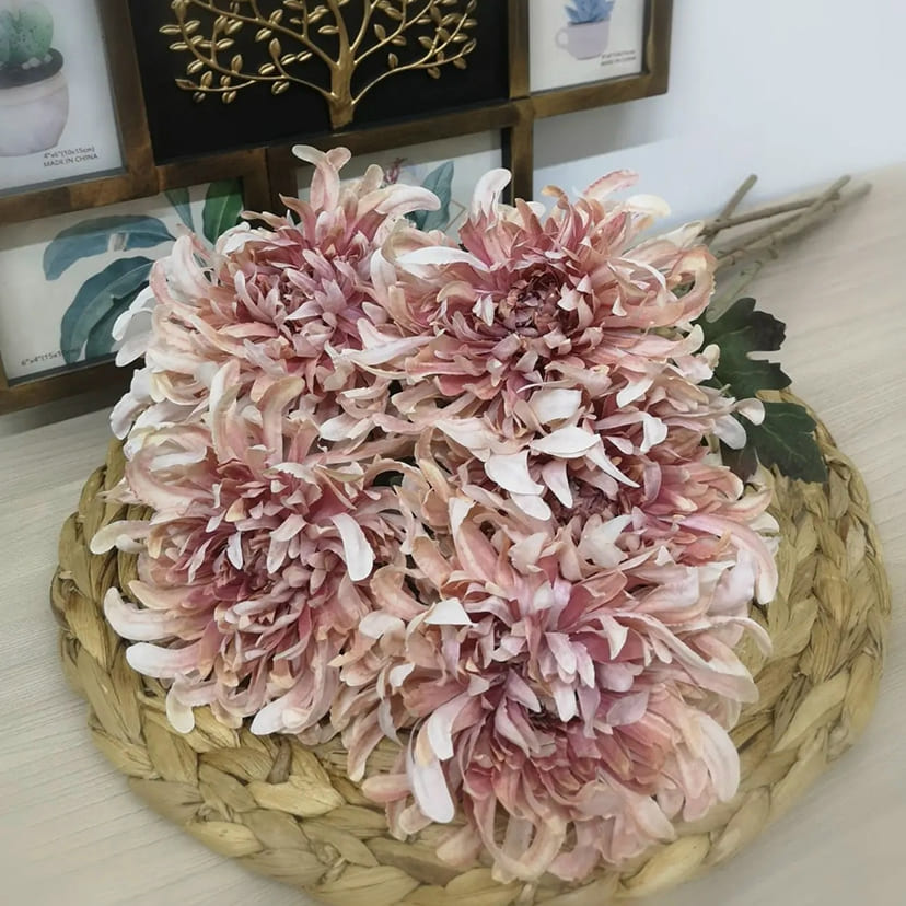 Искусственные цветы в Салавате | Цветок искусственный «Хризантема», персиково-розовая, одиночный