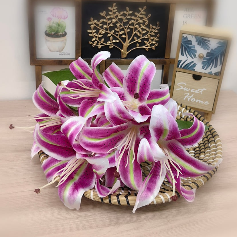 Искусственные цветы в Салавате | Цветы искусственные «Лилии крупные», розово-сиреневые, букет