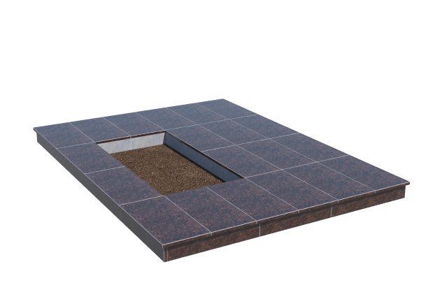 Площадки на могилу в&nbsp;Салавате | Площадка с вертикальной (10 см) облицовкой Дымовским гранитом (под цветник)