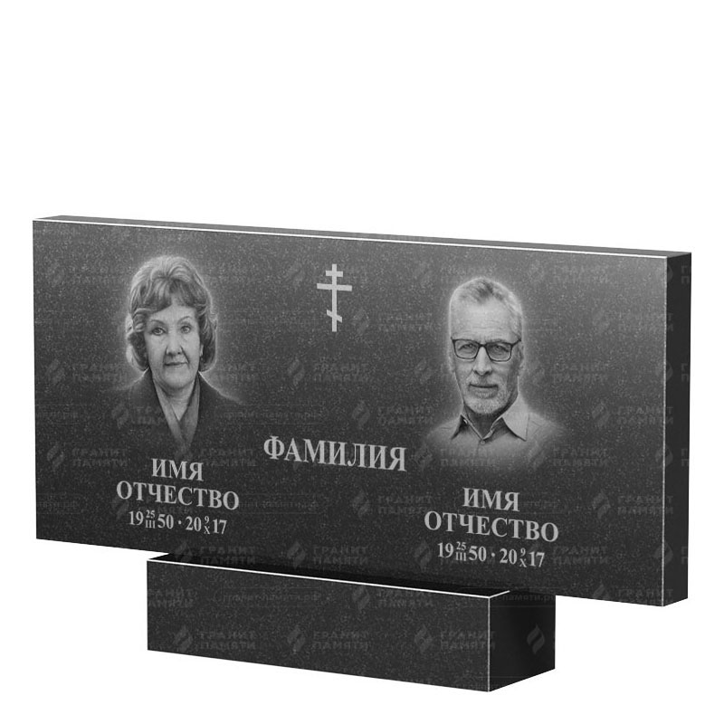 Памятники из гранита двойные в&nbsp;Салавате | Двойной гранитный памятник, прямой
