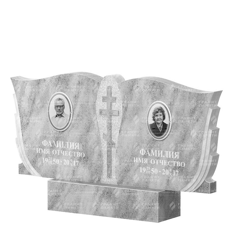 Памятники из мрамора в&nbsp;Салавате | Двойной мраморный памятник ФМ-136
