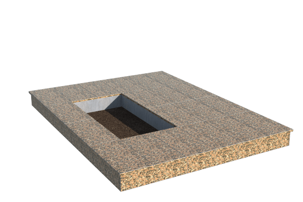 Площадки на могилу в&nbsp;Салавате | Площадка с вертикальной (15 см) облицовкой Южно-султаевским гранитом (под цветник)