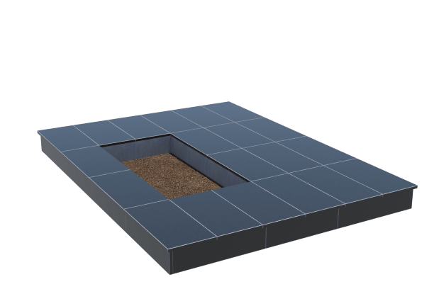 Площадки на могилу в&nbsp;Салавате | Площадка с вертикальной (15 см) облицовкой гранитом Габбро (под цветник)