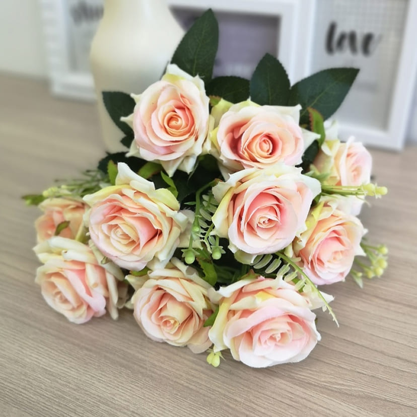 Искусственные цветы в Салавате | Цветы искусственные «Розы острые», розовато-молочные, букет