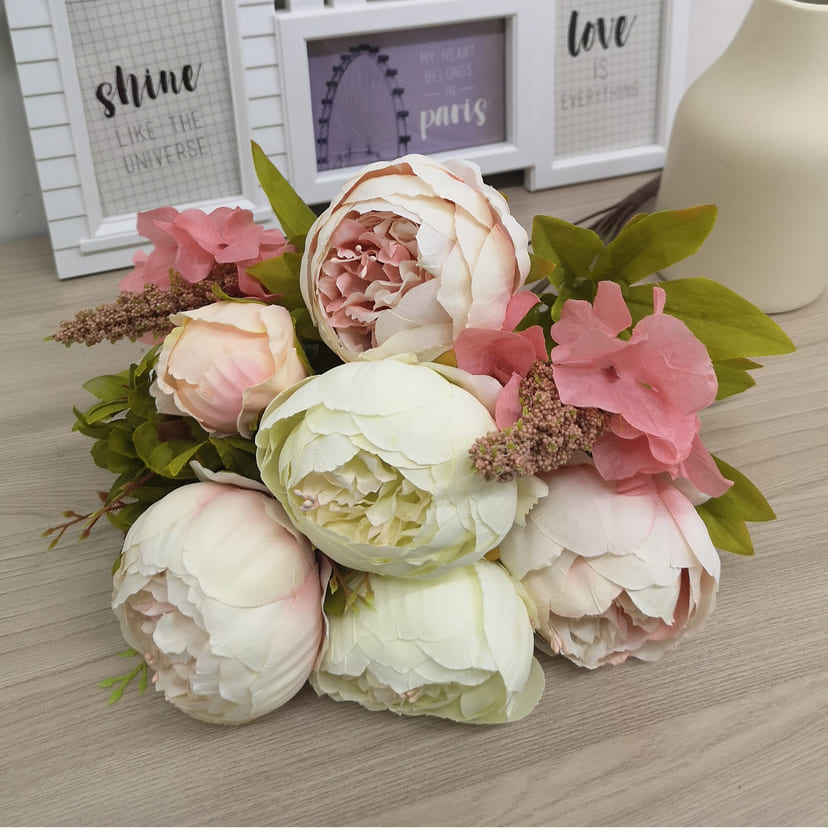 Искусственные цветы в Салавате | Цветы искусственные «Пионы», молочно-розовые, букет