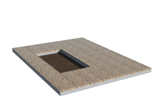 Площадки на могилу в&nbsp;Салавате | Площадка с облицовкой Южно-Султаевским гранитом (под цветник)