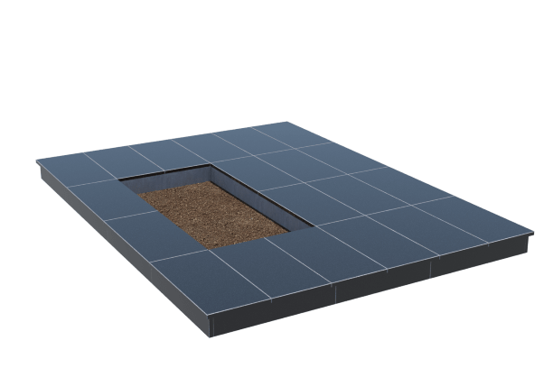 Площадки на могилу в&nbsp;Салавате | Площадка с вертикальной (10 см) облицовкой гранитом Габбро (под цветник)