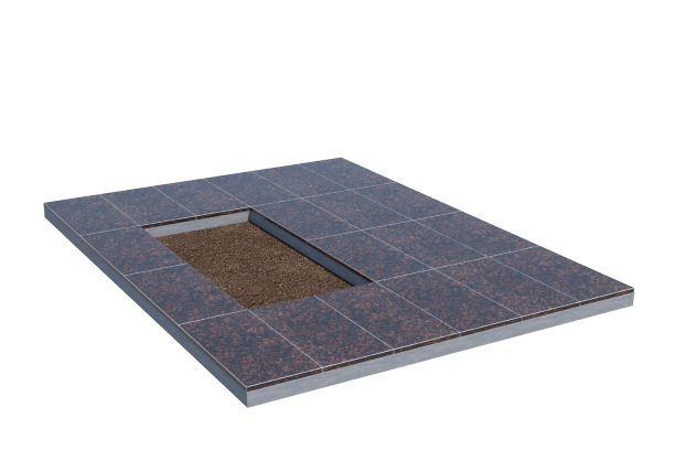 Площадки на могилу в&nbsp;Салавате | Площадка с облицовкой Дымовским гранитом (под цветник)